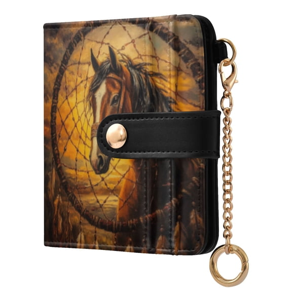 Qxltty The Sunset Stallion Ladies Wallet Rfid Slim Thin Compact Credit Card Women Wallet Zipper Coin Pocket and ID Window for Female Gifts