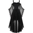 thumbnail image 5 of Women Gothic Halloween Costume Dress Medieval Renaissance Renaissance Vintage Cold Shoulder Butterfly Sleeve High-Low Mesh Gown for Halloween Party Cosplay Outfit, 5 of 5