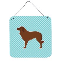 Carolines Treasures BB3731DS66 Portuguese Sheepdog Dog Checkerboard Blue Wall or Door Hanging Prints