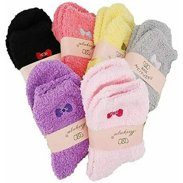 6 Pairs Colorful Women Soft Fluffy Bed Socks Winter Warm Lounge Slipper Fleece Sock