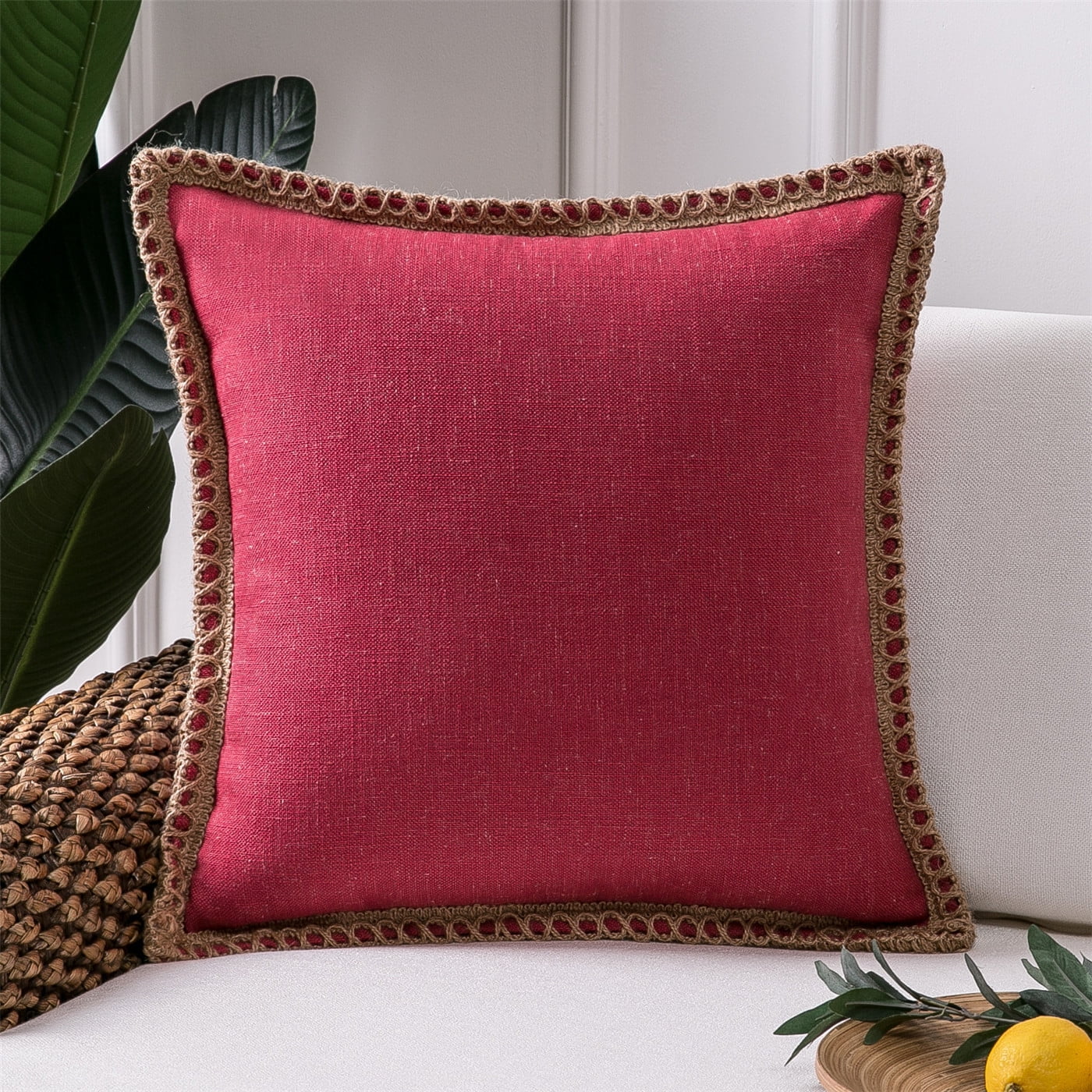 Phantoscope Farmhouse Burlap Linen Tailored Edge Series Decorative