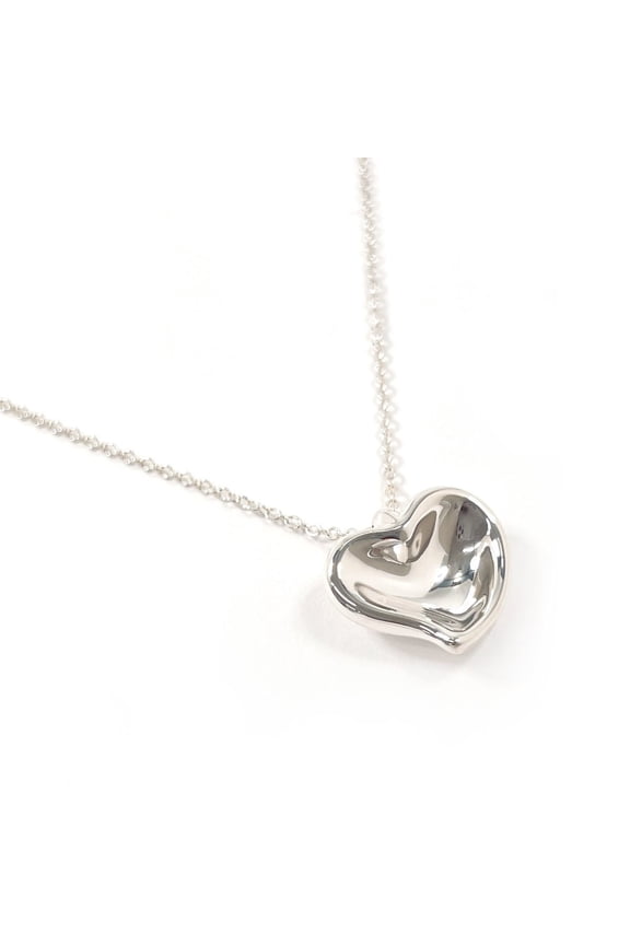 Pre-Owned TIFFANY&Co. Tiffany Curved Heart Elsa Peretti Necklace, Sterling Silver 925, Women's