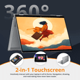 thumbnail image 6 of HP OmniBook X Flip 16" 2K Touchscreen 2-in-1 Laptop, AMD Ryzen AI 7 350, 24GB LPDDR5X, 2TB Storage (1TB SSD+1TB Dock Station), AMD Radeon 860M, Backlit Keyboard, Wi-Fi 6E, Win 11, Meteor Silver, 6 of 10
