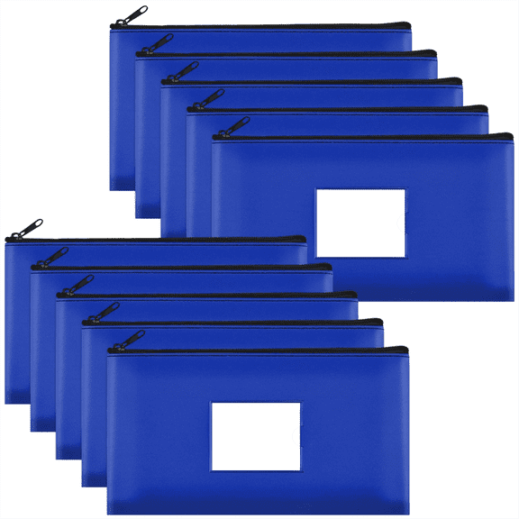 10-Pack Bank Deposit Money Bags with Zipper, Leather Wallet Pouches Label, Makeup Bags, for Cash, Coins, Cet
