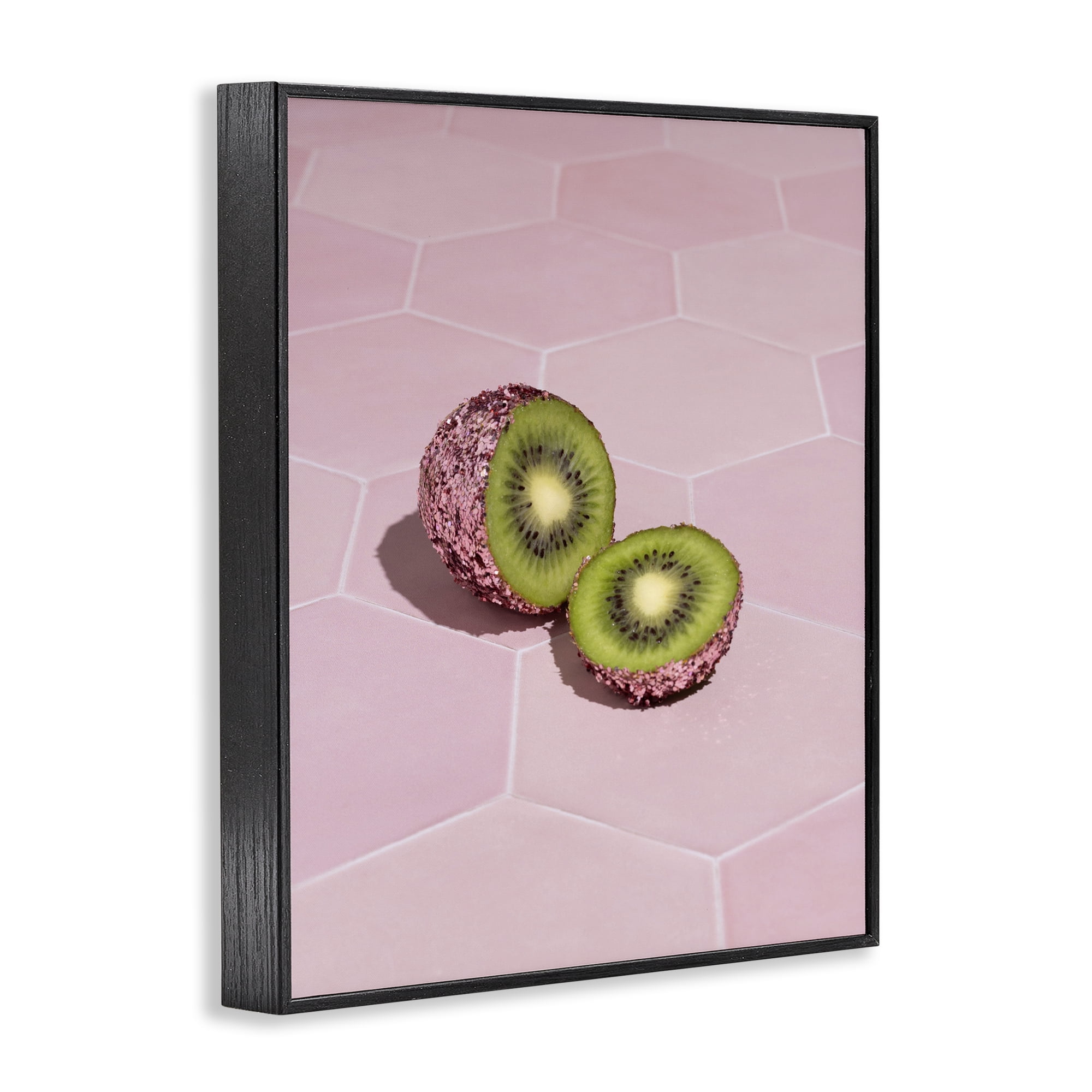 Stupell Industries Pink Glimmer Kiwi Black Framed Giclee Art, design by LISH Creative