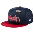thumbnail image 3 of Men's New Era Navy/Red Atlanta Braves Satin 59FIFTY Fitted Hat, 3 of 6