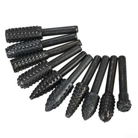 

10 Pcs Rotary Burr Set Wood Carving File Rasp Drill Bit 3mm Shank Woodworking