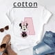 thumbnail image 2 of Camisetas de algodón de manga corta de verano para niños, camiseta rosa con letras de Minnie Mouse, fuente ABCDEFG, divertida y bonita para niño y niña, 2 of 5