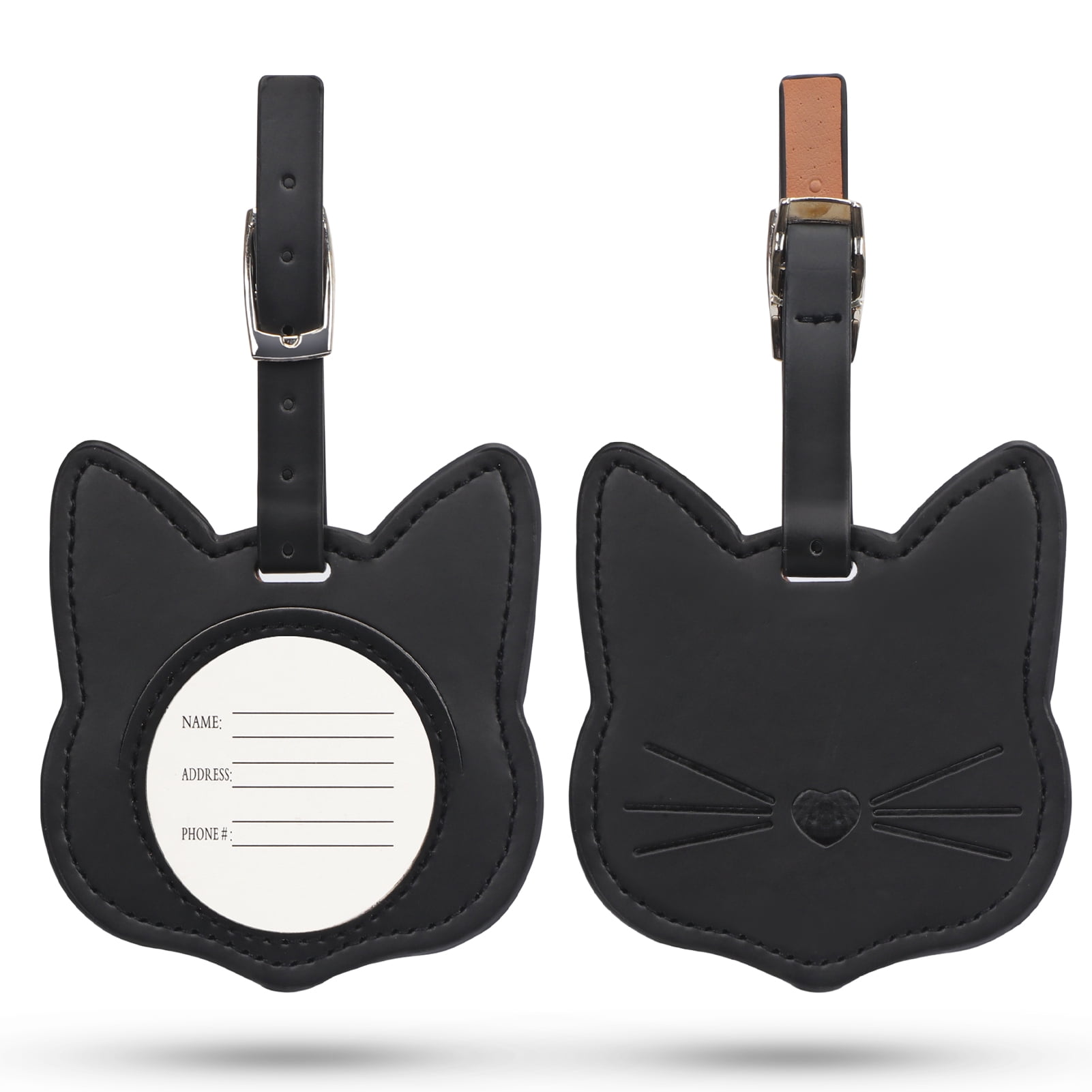 Toplive Luggage Tags for Suitcases, Premium PU Leather Luggage Identifiers with Adjustable Strap