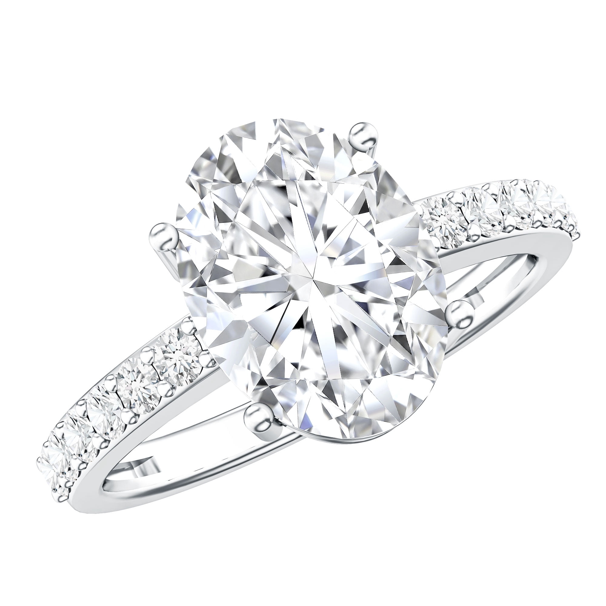 Rosec Jewels Lab Grown Diamond Solitaire Engagement Ring 3 Carat - IGI Certified Oval Diamond Ring for Women - E-VS1 Grade, 925 Sterling Silver, US 4.00