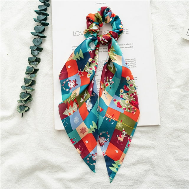 Halloween Women Hair Bands Hair Scrunchies Flower Pattern Scarf Ties Bowknot Ropes