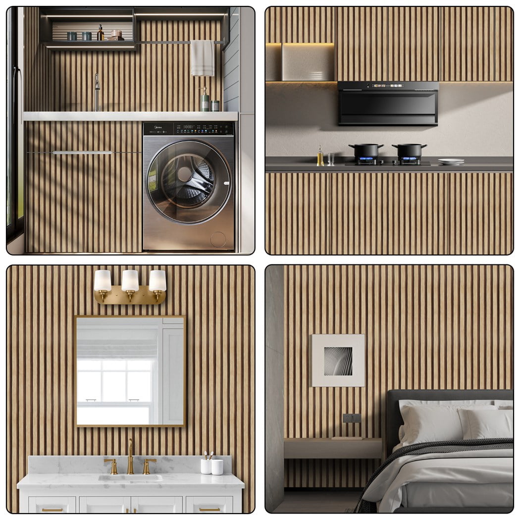 Arthome Wood Grating Wallpaper 17''x240'' Self-Adhesive Removable Peel and Stick Wallpaper Vinyl Decorative Wood Stripe Grain Paper Film Vintage Wall Covering for Furniture Easy to Clean