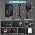 thumbnail image 3 of VXV 7-Setting Shower Head, 8” Rain Shower Head with Handheld Spray Combo, 11" Extension Arm Height Adjustable, High Pressure Shower Heads, Matte Black, 3 of 8