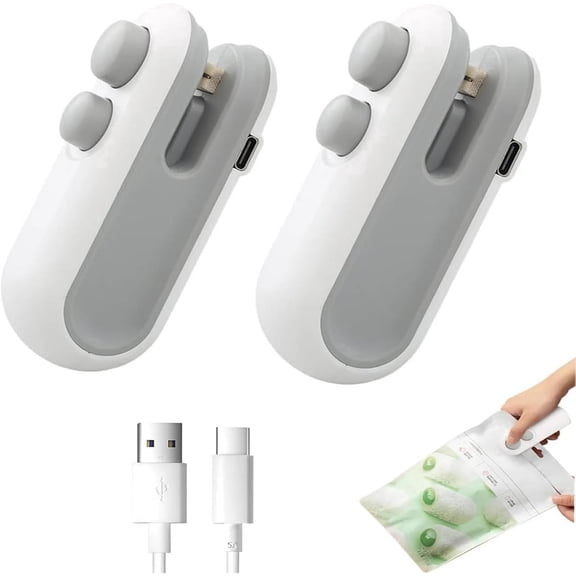 Lingerie GU 2PCS Mini Bag Sealer, Handheld Heat Sealer for Plastic Bags, Portable Food Sealer Machine with Built-in Battery & Cutter for Food Storage & Snack Freshness Keeping