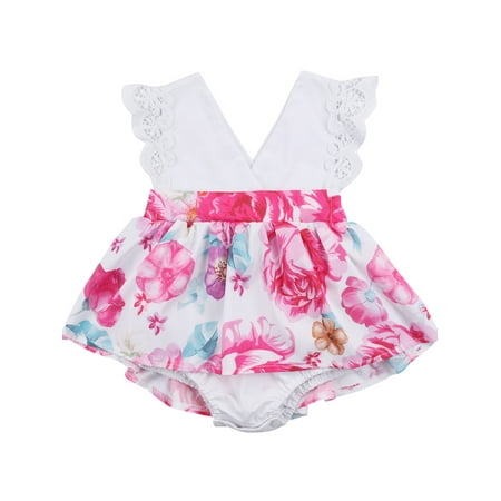 

JBEELATE Infant Baby Girl Summer Tutu Ruffle Sleeve Floral Romper Dress Bodysuit Clothes