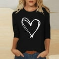 thumbnail image 2 of Riecok 3/4 Sleeve Blouses for Women Plus Size Heart Print Crewneck Pullover Tunic Tops Dressy Holiday Tee Shirts, 2 of 5