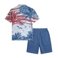 thumbnail image 6 of Men's 2 Piece Summer 4th of July Outfits Button Down Short Sleeve Shirt and Shorts Textured Summer Set, 6 of 6
