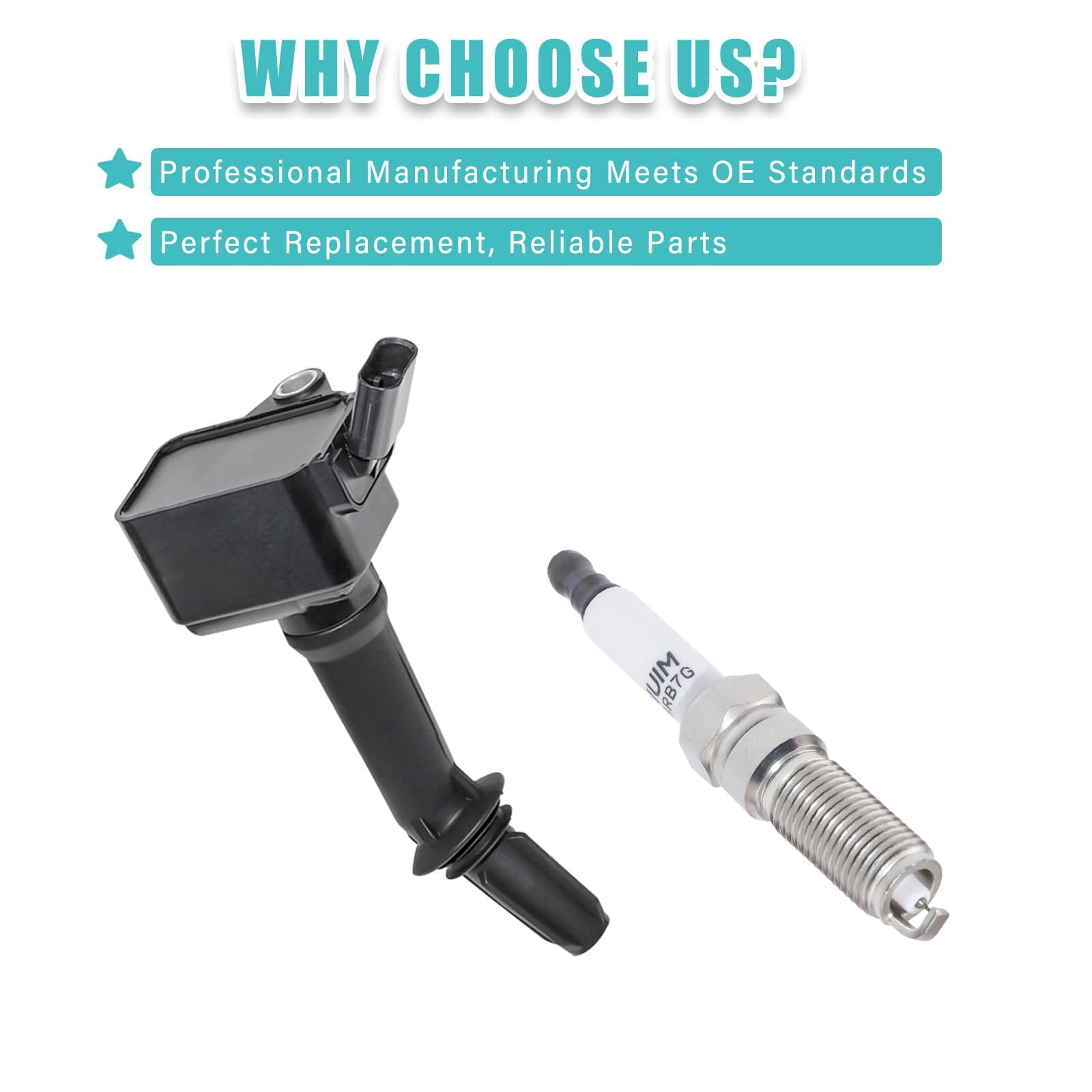 RAWOK UF802 Ignition Coil Pack with 91970 Iridium Spark Plugs Set for 2016-2019 Chevy Cruze Buick Encore 1.4L 1399cc, Equinox Malibu 1.5L, 2018-2020 GMC Terrain 1.5L,12635672 12670053 12698064