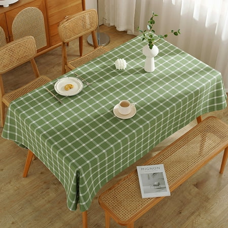 

Ritualay Tablecloths Covers Table Cloths Plaid Decorative Tablecloth Waterproof Cotton Linen Oil-Proof Rectangle Home Decor Green 140*180cm
