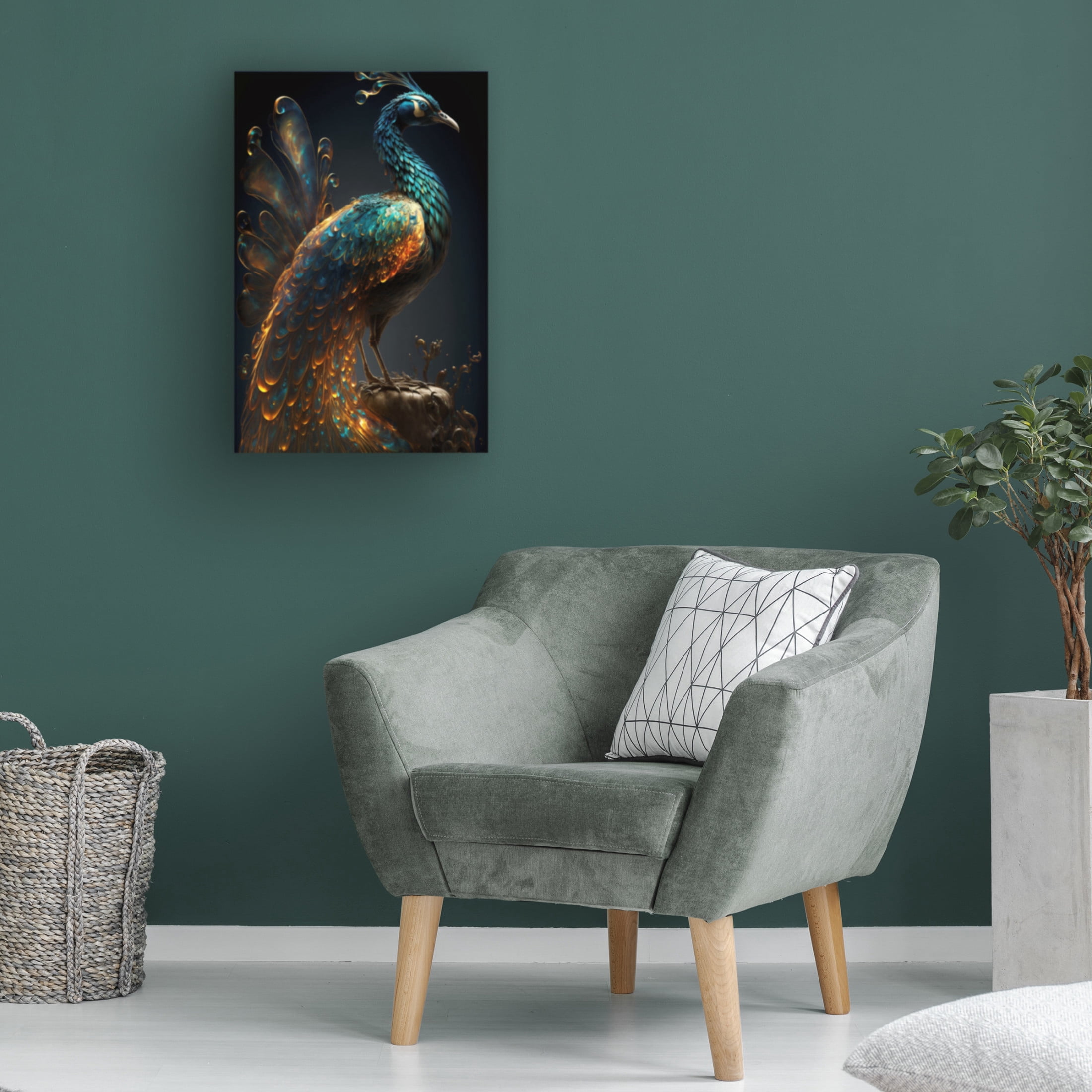 Canvas Wall Art - Ray Heere 'Proud Peacocks 4' Wall Art for Living Room, Bedroom, or Office Décor by Trademark Fine Art - 16 x 24 Inches