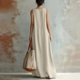 thumbnail image 4 of YuXingFu Womens Cotton Summer Dresses Casual Maxi V-Neck Plus Size Womens Dress Sleeveless with Pocket Long Casual Summer White XL, 4 of 9