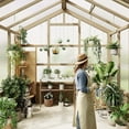 thumbnail image 6 of Outdoor Greenhouse, 8x6FT Heavy Duty Wooden Greenhouse with Polycarbonate Panels & Lockable Door - Sturdy Wood Frame Garden Green House with Adjustable Roof Vent, for Yard, Gardening（ship in 3 boxes）, 6 of 9