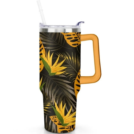 

40oz Stainless Tumbler with Island Vibes Flip Lid Handle Gift Cup