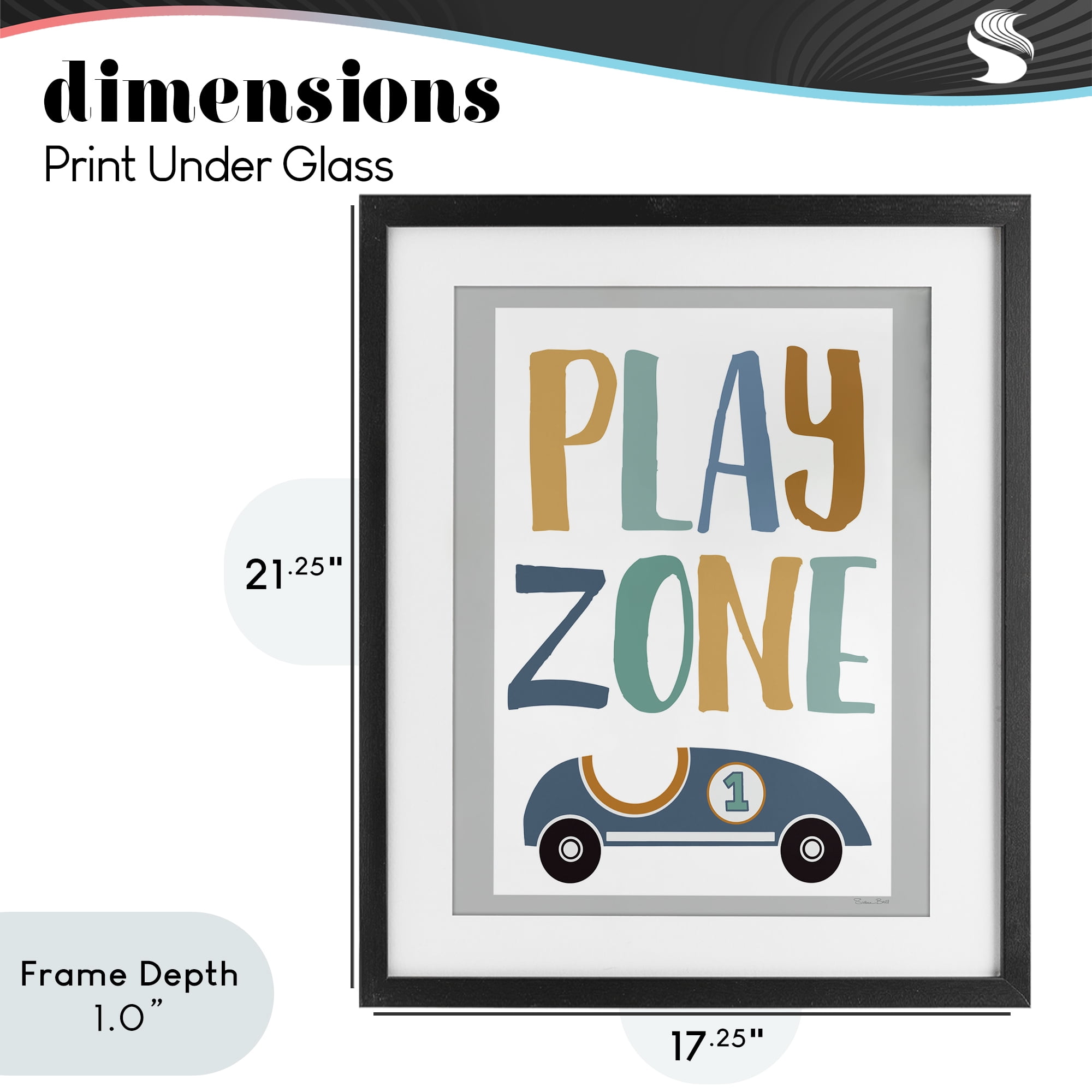 Stupell Industries Play Zone Racecar Black Framed Print Under Glass, design by Susan Ball