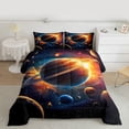 thumbnail image 2 of Homewish Universe Galaxy Bedding Comforter Set 2pcs for Boys Girls,Cosmos Planet Twin Comforter Sets Microfiber,Psychedelic Starry Sky Breathable Bedding Set,Luxury Bedroom Decor,Reversible, 2 of 8
