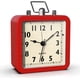 thumbnail image 1 of Reloj despertr a pilas con caja cuadrada de metal, cuarzo analógico sin tictac, reloj de escritorio para dormitorio, viajes, niños (rojo), 1 of 2