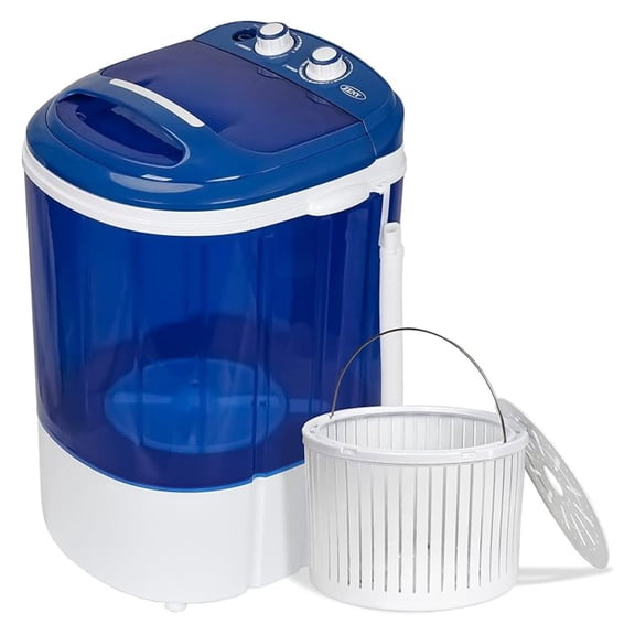 SONGMY 8 lbs Portable Mini Washing Machine - Semi-Automatic Compact Washer Spinner for Apartments, RV, Camping, Single Translucent Tub Blue