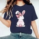 thumbnail image 2 of Camisetas de Cuello de Tripulación de Manga Corta para las Mujeres Cartas de Impresión de Pascua Camiseta de Manga Corta, Spandex de Poliéster, 2 of 5