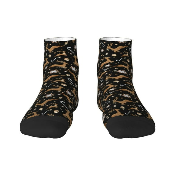 Fuzoiu Christmas Cookie Reindeer Print Adult Socks, Crew Moisture-wicking Socks, Unisex Cushion Crew Socks,Casual Sports Ankle Socks