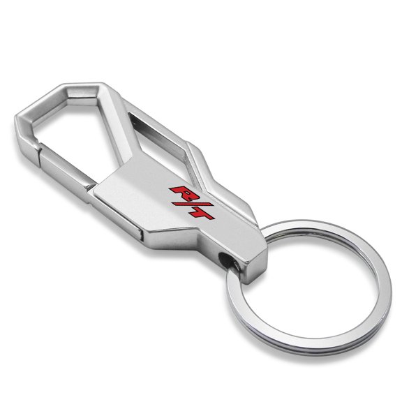 Dodge R/T Red Logo Silver Carabiner-style Snap Hook Metal Key Chain