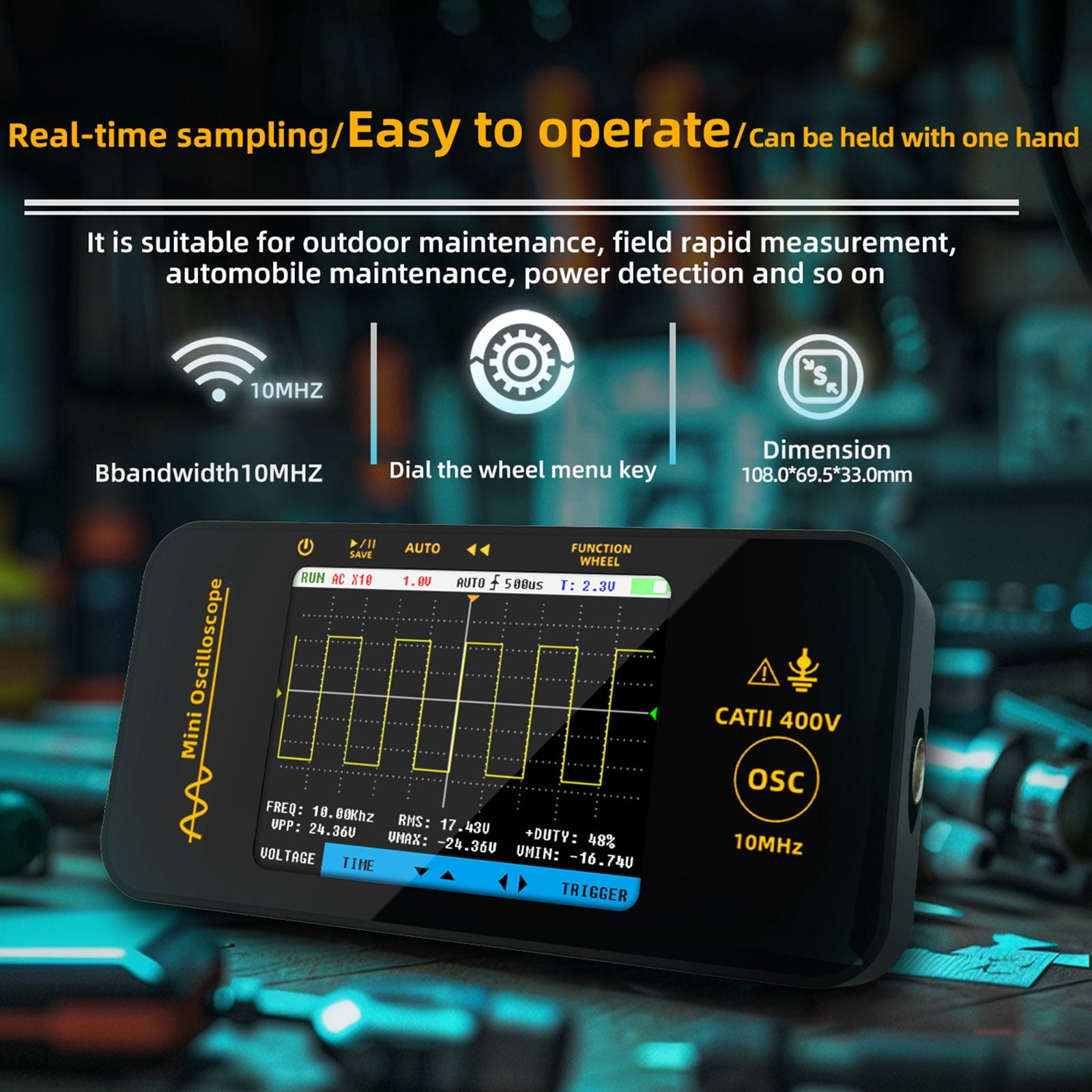 lanema Rechargeable Handheld Oscilloscope 10MHz Bandwidth for Sound Amplifiers Hobbyist