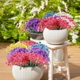 thumbnail image 4 of Artificial Flowers Outdoor,10 Bundles Faux Flowers UV Resistant,Faux Plastic Plants Silk Flower for Outdoors Outside Front Porch Hanging Planter Decoration(Red), 4 of 5