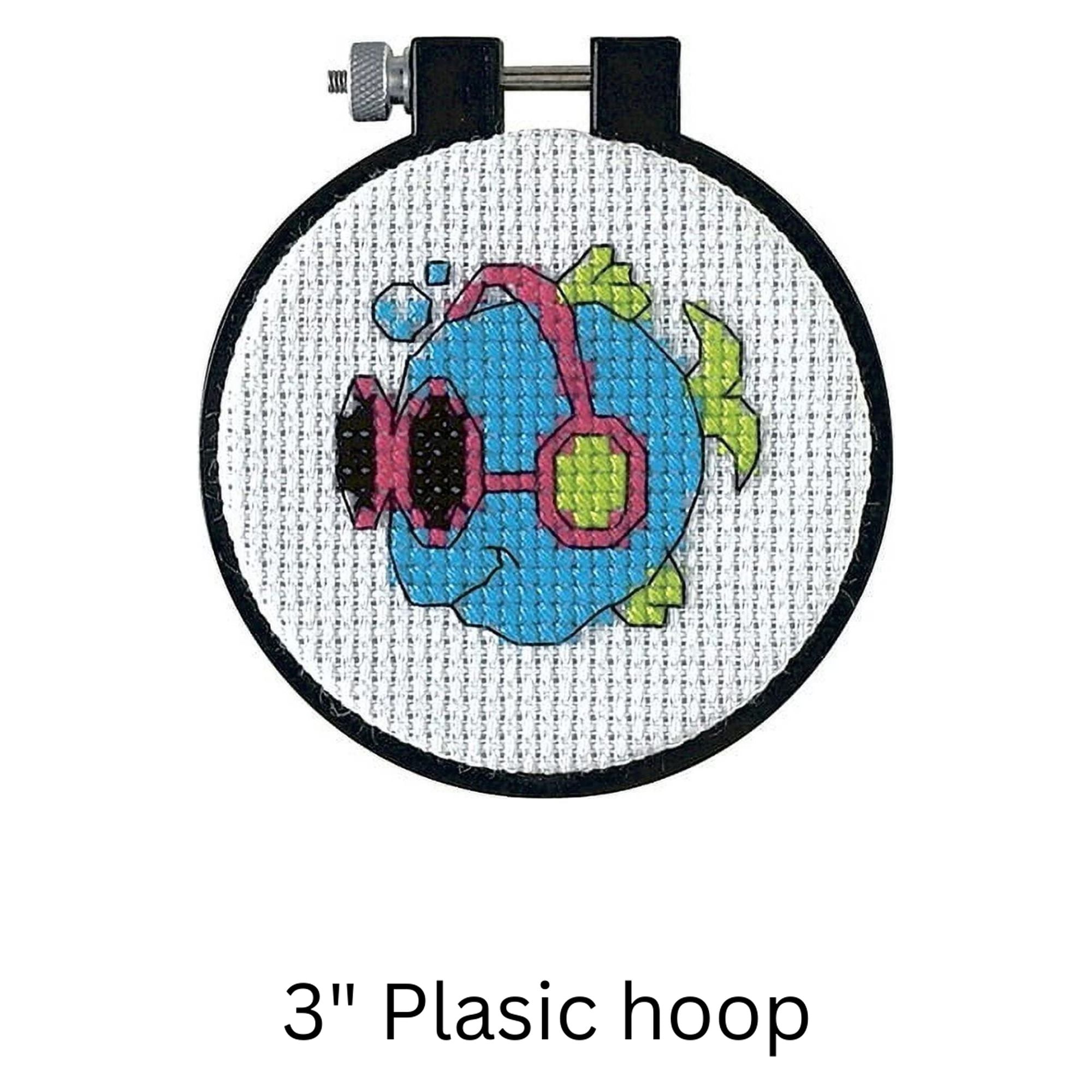 Dimensions Counted Cross Stitch Kits for Beginners 8+ Cool Fish Hedgehog Fox Raccoon Set of 4