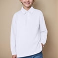 thumbnail image 2 of HCNTES Polo Shirts For Boys 4T Boys Sweater Boys' School Uniform Long Sleeve Polo Shirt, Button Closure, Comfortable Fabric A7 SHIRT(White,7-8 Years), 2 of 5