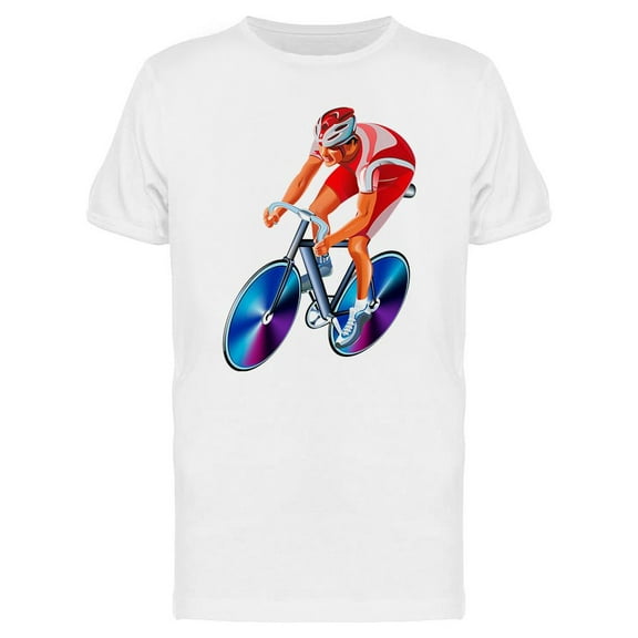 Cyclist On Red Outfit T-Shirt Men -Image by Shutterstock, Male 3X-Large