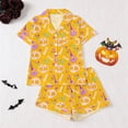 thumbnail image 2 of Gyexs Halloween Pajamas Sleepwear for Women Printed Collar Short Sleeve Shorts Pajama Set Pjs Womens Pajamas #A11 Yellow, Size L, 2 of 9