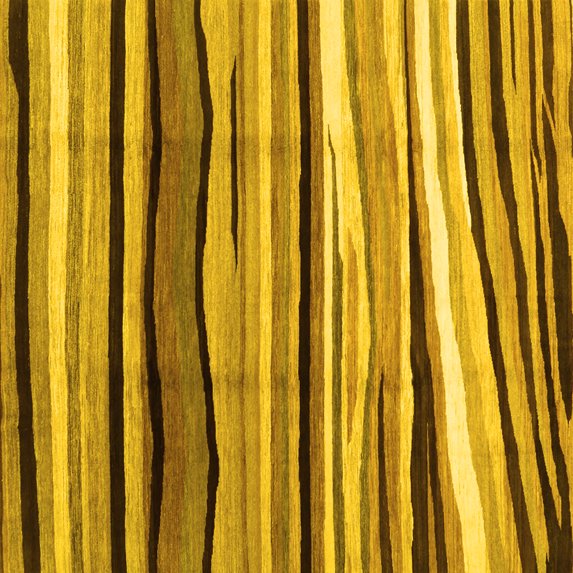 Ahgly Company Machine Washable Indoor Square Abstract Yellow Contemporary Area Rugs, 7' Square