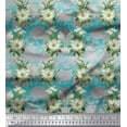 thumbnail image 1 of Soimoi Poly Georgette Tissu Feuilles & Magnolia Imprimé Floral 1 Yard 42 Inch Wide, 1 of 5