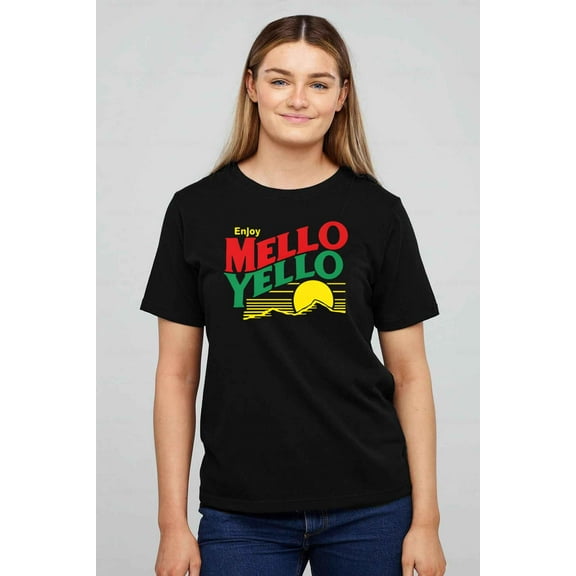Mellow Yellow 80s Retro Enjoy Drink Vintage Ladies T-shirt unisex up to 5XL