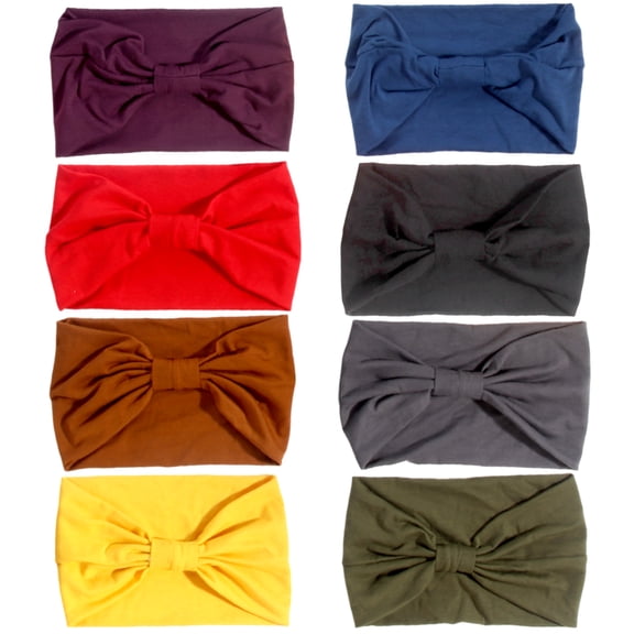 12 Pack Boho Criss Cross Headbands for Women, Soft Elastic Hair Wraps, Breathable Sweat Wicking Head Bands for Yoga Workout Makeup Party Daily Wear