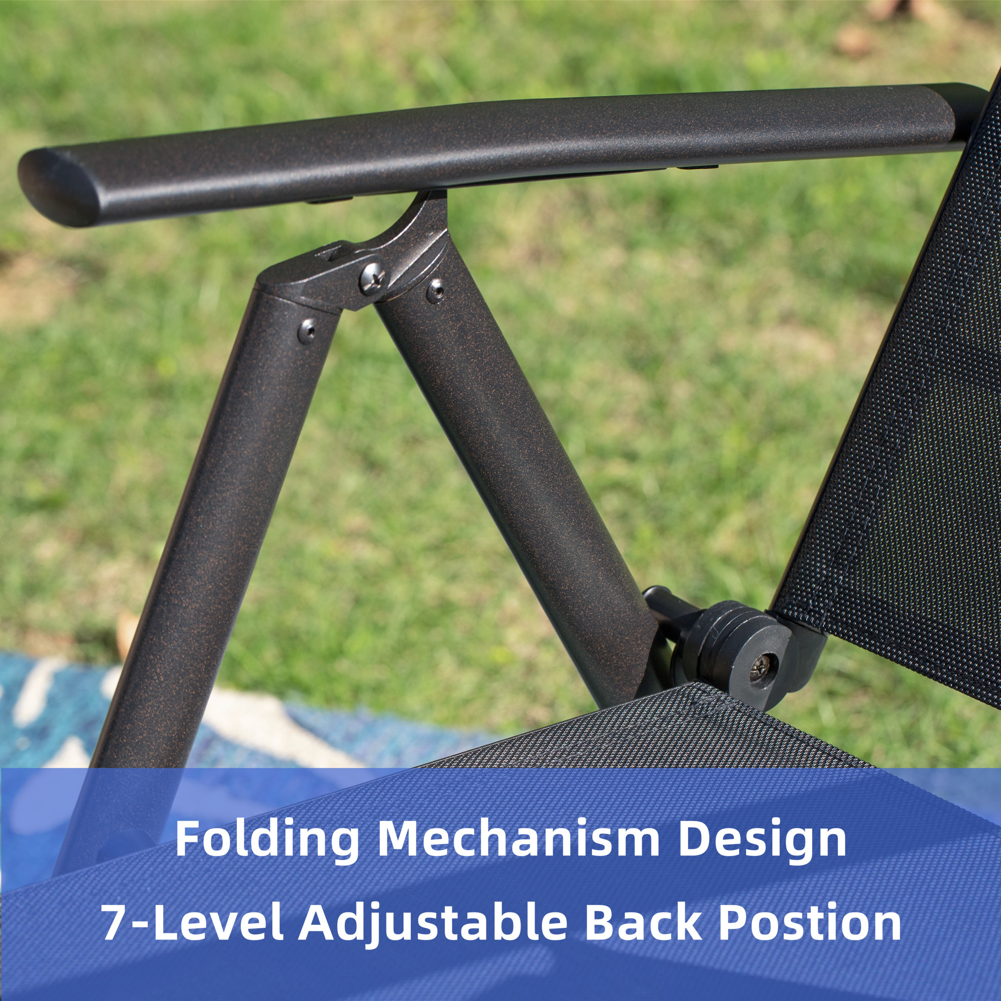 MF Studio 2-Piece Aluminum Outdoor Patio Folding Chairs with Textilene Seat, Black - image 2 of 10