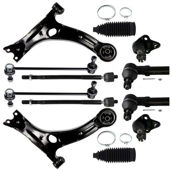 ECCPP - 12PCS Front Lower Control Arm Lower Ball Joint Inner Outer Tie Rod End Sway Bar Link Steering Boot Compatible Fit 2009-2013 For Toyota Corolla Suspension Kit