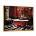 thumbnail image 2 of Designart "Red Modern Bathroom beauty IV" Bath & Laundry Floater Framed Wall Art Print, 2 of 7