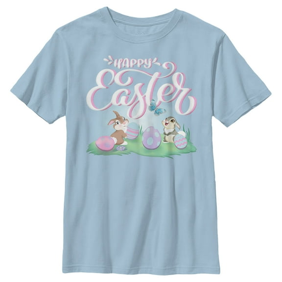 Boy's Bambi Happy Easter Thumper  Graphic Tee Light Blue X Large
