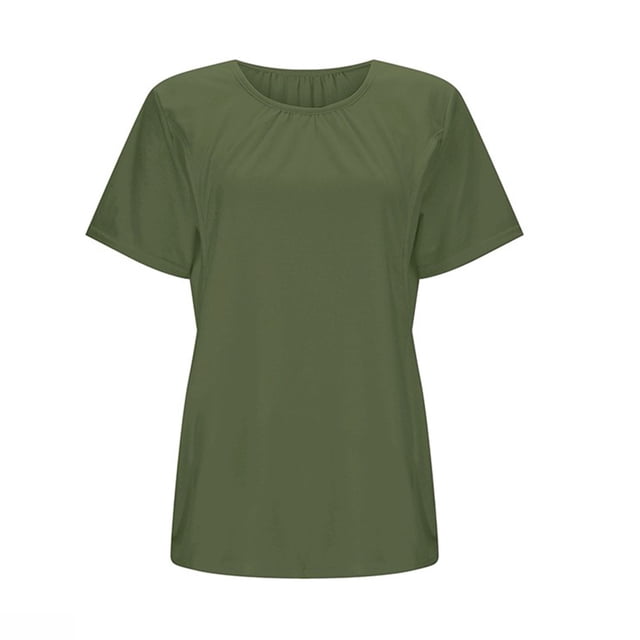 Chemises à Manches Courtes pour Femmes Enceintes Femmes Allaitement Couleur Unie Col Rond Manches Courtes Col Rond Blouse d'Allaitement Blouses à Manches Courtes pour Femmes Hauts à Manches Courtes pour Femmes