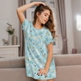 thumbnail image 3 of Yiaed Bee Flower Print Women's Loose-Fit Short Sleeve Nightgown, Soft and Comfortable Sleep Dress for Relaxation and Sleepwear, 3 of 6